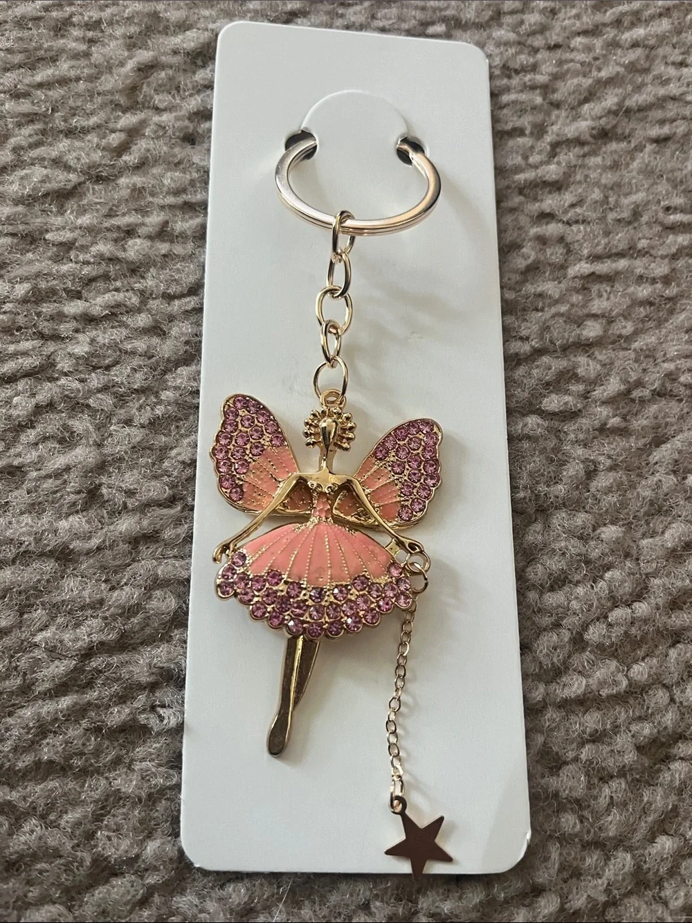 Pink Fairy Ballerina Keychain with Star Charm